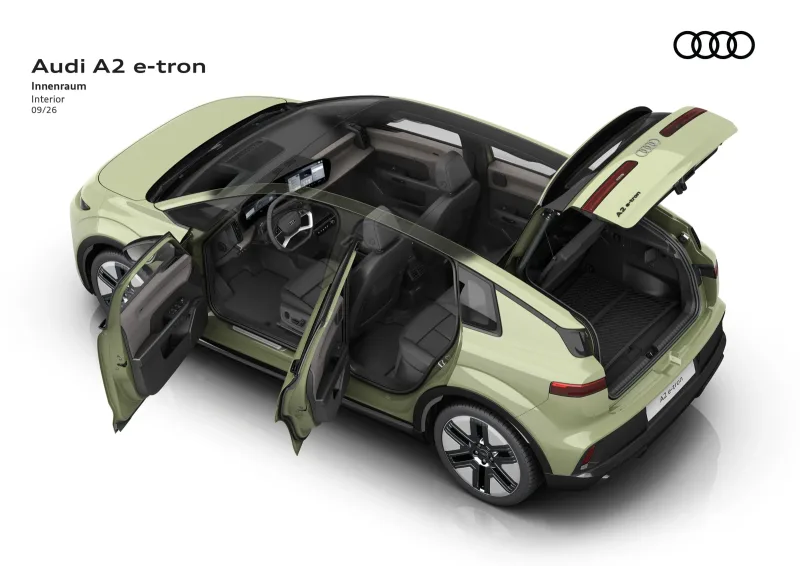 2027 Audi A2 e-tron açılan bölümler